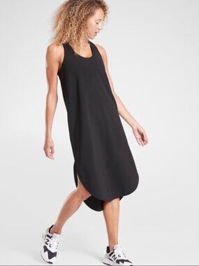 Athleta Illuminate Maxi Midi Dress Racerback Pocket Beach Swim Suit Cover Up